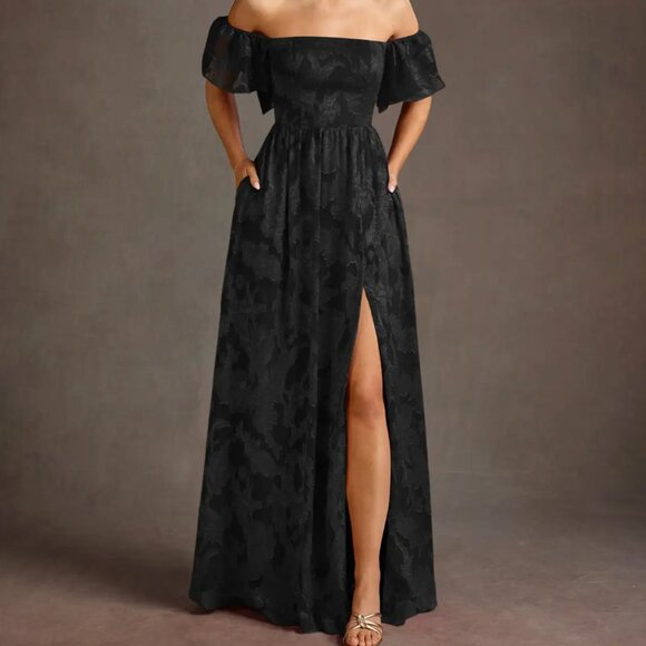 Azazie Victoria Black Maxi Dress - Picture 1 of 5